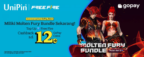 Dapatkan Molten Fury Bundle Free Fire dengan Cashback 90% GoPay Coins di UniPin!